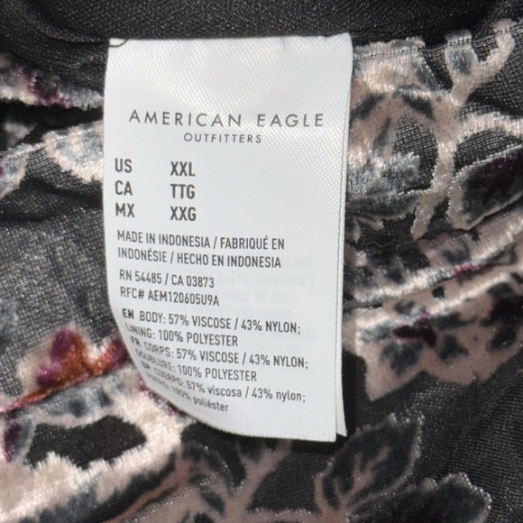 American Eagle Black With Velvet Floral Mini Skirt Sassy Sexy Boho Size XXL - Picture 8 of 10